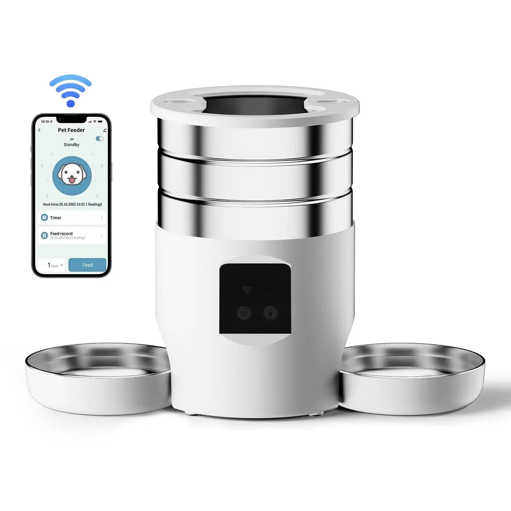 Zelquira FeedSmart Pro — Comedero Automático Inteligente con Cuencos de Acero · 4,5L
