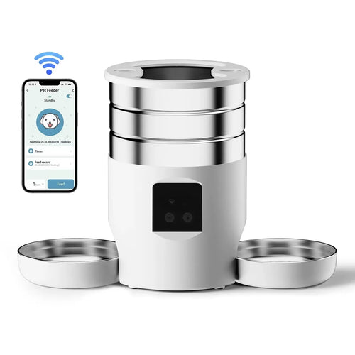 Zelquira FeedSmart Pro — Comedero Automático Inteligente con Cuencos de Acero · 4,5L