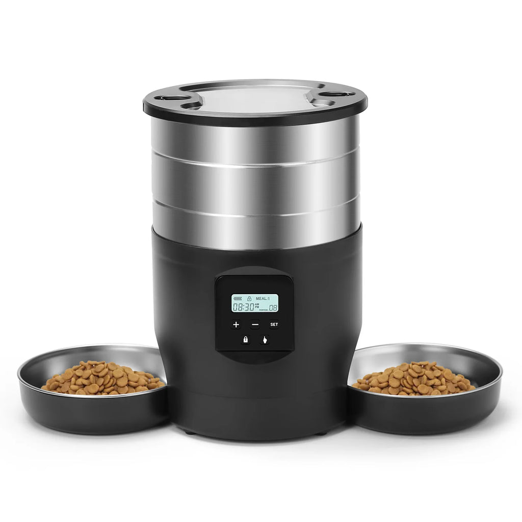 Zelquira FeedSmart Pro — Comedero Automático Inteligente con Cuencos de Acero · 4,5L