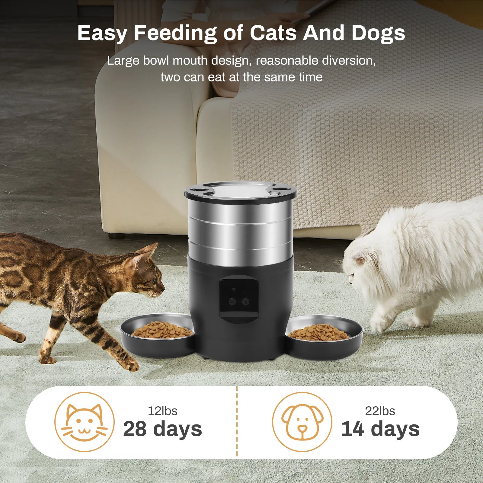 Comedero automático FeedSmart Pro - panel de programación hasta 6 comidas diarias