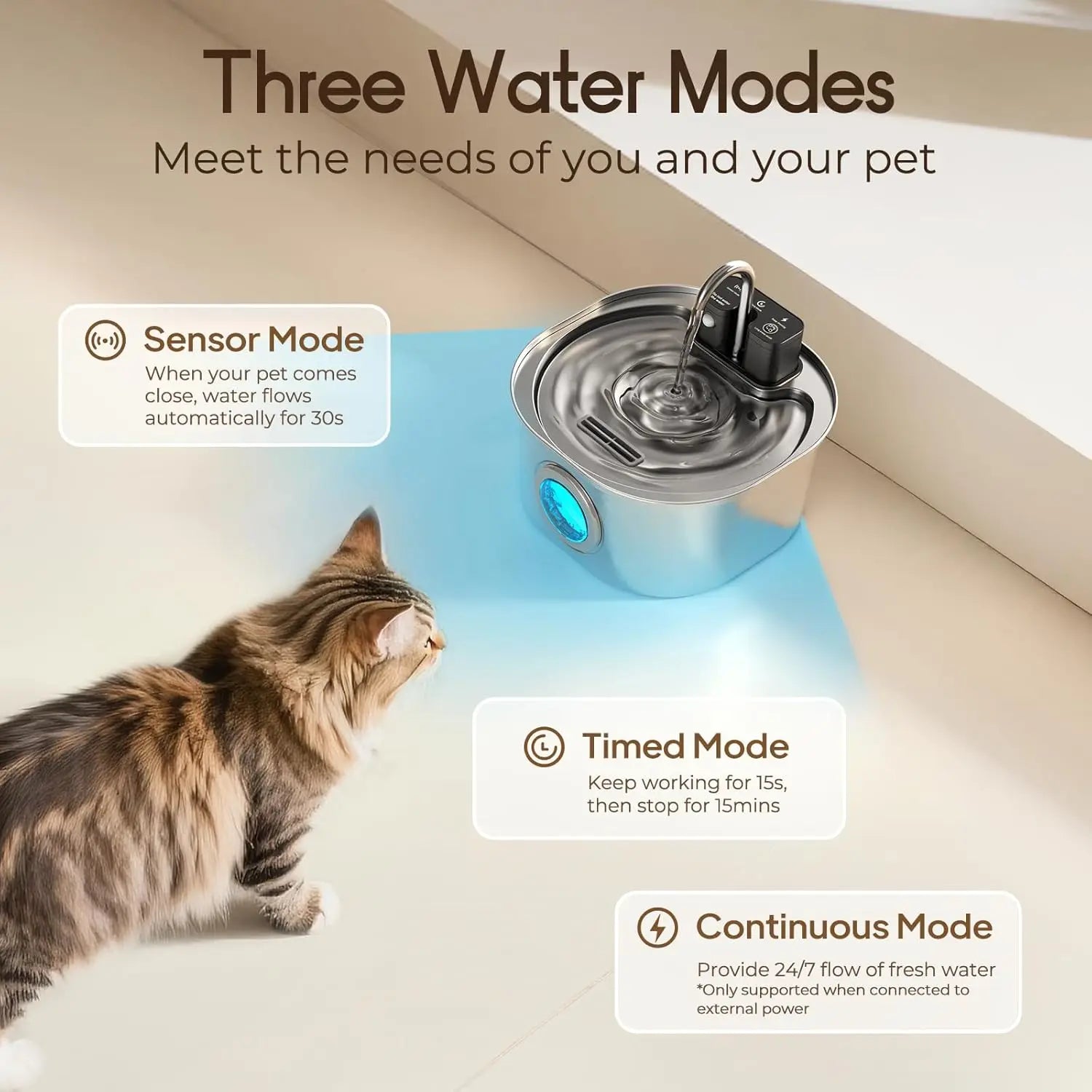 Fuente de agua para gatos AquaSmart Zelquira - filtración en 4 capas carbón activo