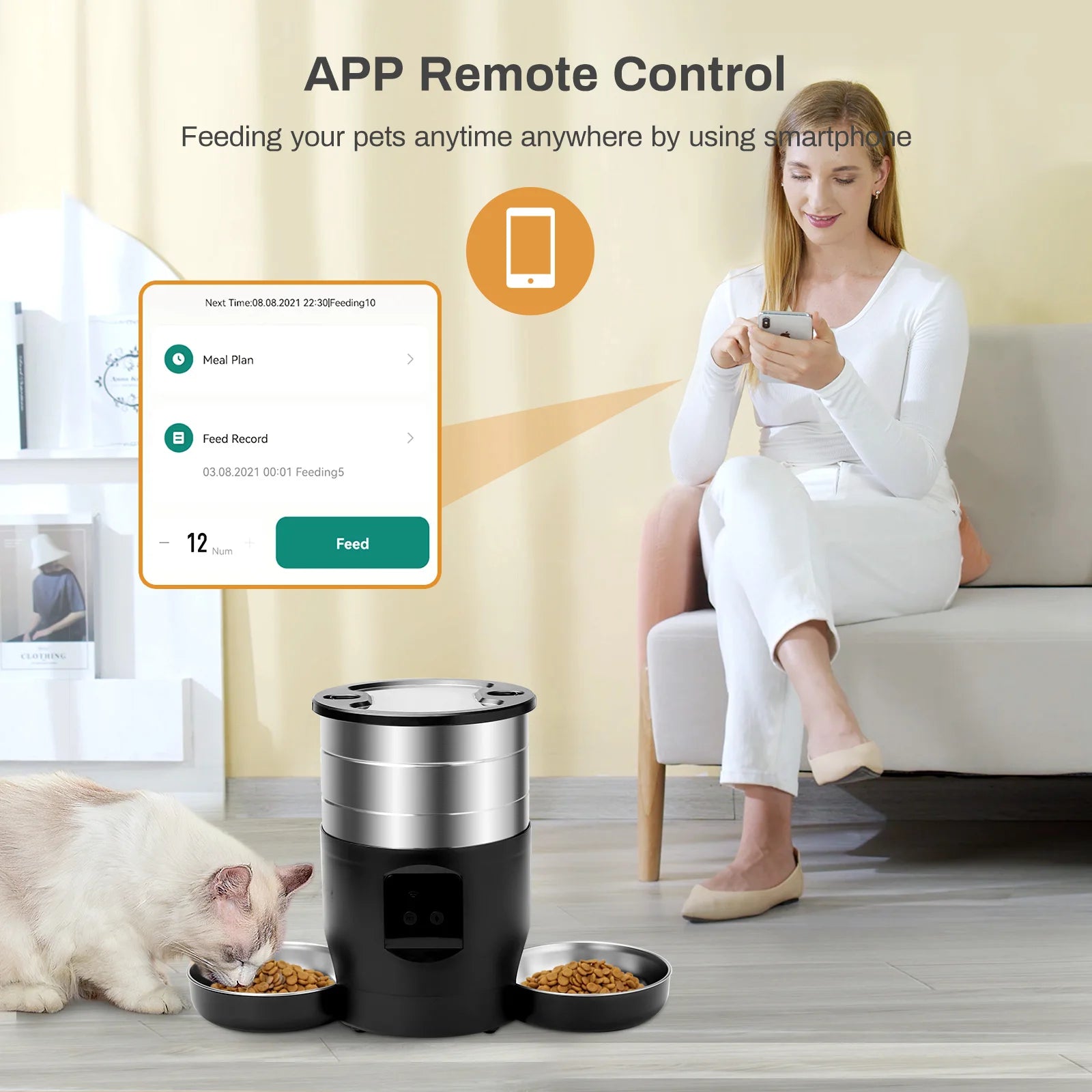 FeedSmart Pro Zelquira cuencos de acero inoxidable extraíbles y aptos para lavavajillas