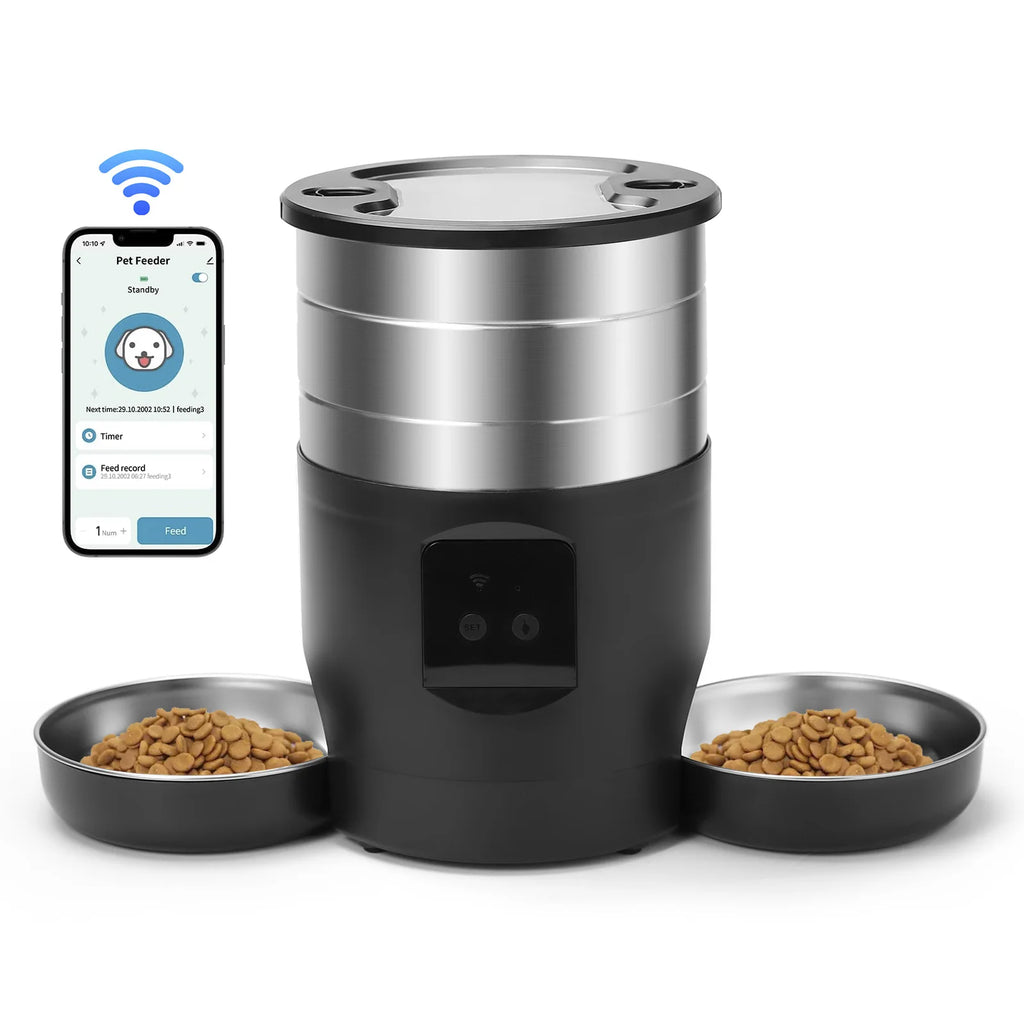 Zelquira FeedSmart Pro — Comedero Automático Inteligente con Cuencos de Acero · 4,5L